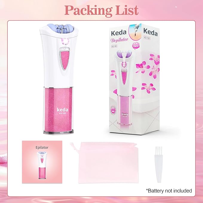 Glabrouse Skin Epilator, 2025 New Glabrouse Skin Hair Remover for Face with LED Light - Glamorous Skin Epilator for Women, Face/Arm/Bikini Area/Legs/Underarm Hair Removal