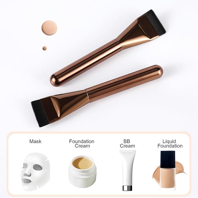 Flat Foundation Brush,Korean Makeup Brush Spatula Facial Brush for Liquid Foundation,Premium Face Makeup Brush for Blending Cream (Coffee)