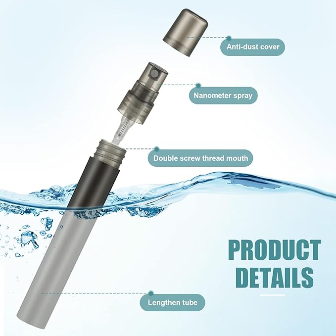 Remerry 10 ml Perfume Spray Bottles Plastic Travel Refillable Mini Bottles for Women Small Fine Mist Sprayers Portable Frosted Perfume Sprayers Empty Atomizer for Essential Oil (100 Pcs)