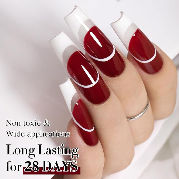 Double Rhythm 0.5Oz Gel Polish Sheer Neutral Natural Light Milky Same Color Same Bottle 15ML Jelly UV Gel Polish Nail Art DIY at Home (Burgundy Red-A1490)