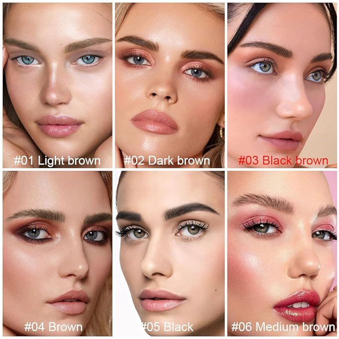 evpct 2Pcs Black Brown Magic Microblading Dual-Ended Eyebrow Contouring Pen Brow Pencil, with 4 Brush Micro-Fork-Tips Applicator and Precise Brush-Tip Hair Like Strokes, Dual-ended Eyebrow Brush