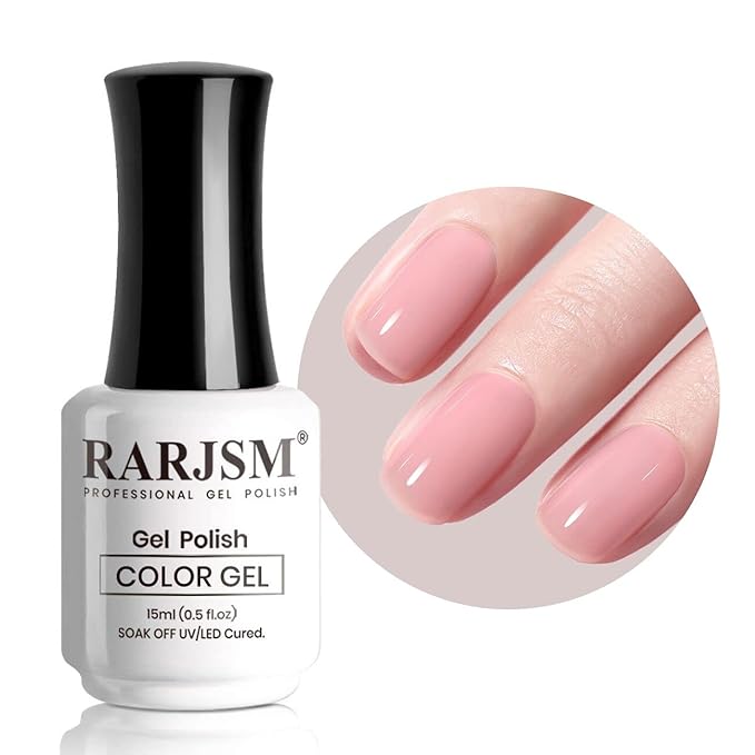RARJSM Nude Gel Polish Sheer Rose Pink Gel Nail Polish Clear Pink French Manicure Nude Pink Jelly Nail GelPolish Varnish Curing Requires 1pcs 15ml LED UV Gel Soak Off for Home Salon Nail Art DIY