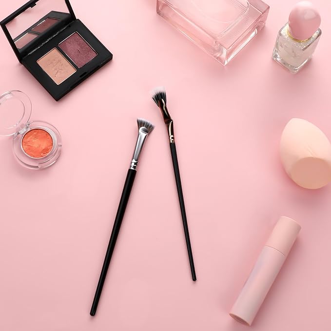 2Pcs Folding Angle Scalloped Lash Brush Multifunctional Fan Shaped Lashes Wand New Angled Eyelash Brush Separator Mascara Brushes Makeup Tool for Upper Lower Eyelash Lifted Eye Shadow Eyebrow