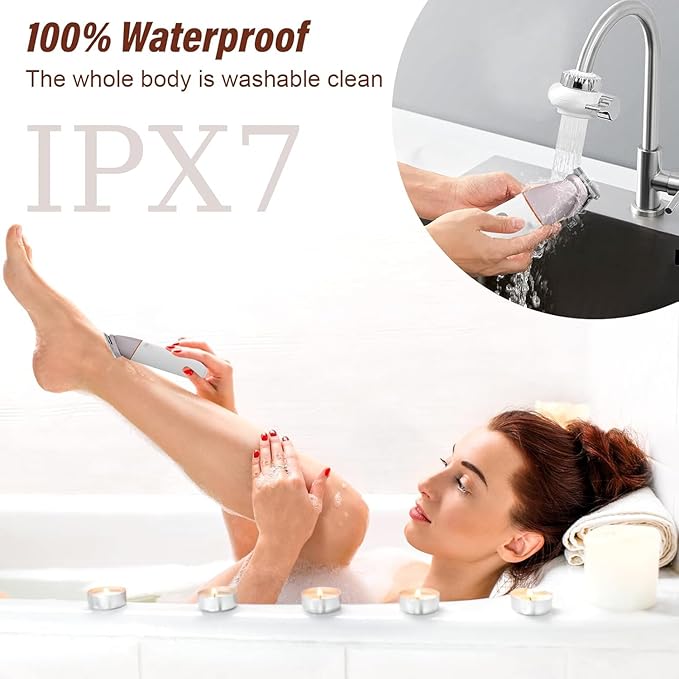 Bikini Trimmer for Women and Men,5-in-1 Wet/Dry Body Hair Trimmer,Gentle Hair Removal Shaver for Full Body Groomer,Electric Razor Shaver with USB Charge Dock-No Nick, No Cut, No Razor Burn,Pink