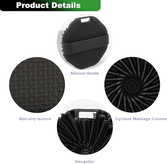 2-Pack Silicone Body Scrubber Shower Brushes,Exfoliating Body Scrubber for All Skin Type, Eco Friendly Shower Scrubber for Body, Silicone Body Brush for Showering(Black & Gray)