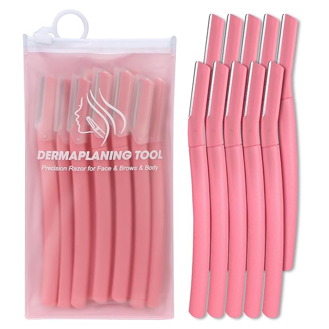 Face Razors for Women, Dermaplane Razor for Women Face, Eyebrow Razor, Dermaplaning Tool, Gentle Exfoliation Microblades for Sensitive Skin, Peach Fuzz Remover