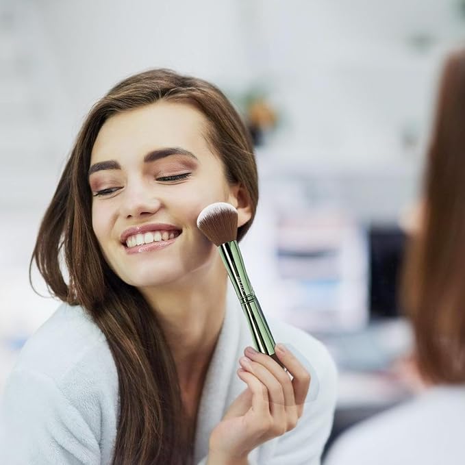 Jilier 4 in 1 Makeup Brush Set with Travel Makeup Brush Holder, Travel Makeup Brushes with Case, Double Sided Makeup Brushes with Silicon Portable Cosmetic Face Brushes Holder