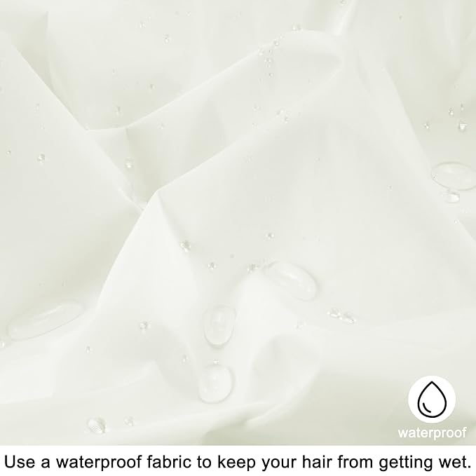 Reusable Shower Cap for Women, Large Waterproof Shower Essentials Bonnet Washable Elastic Band Bath Hair Wrap Hat for Long Hair, Braids(White)