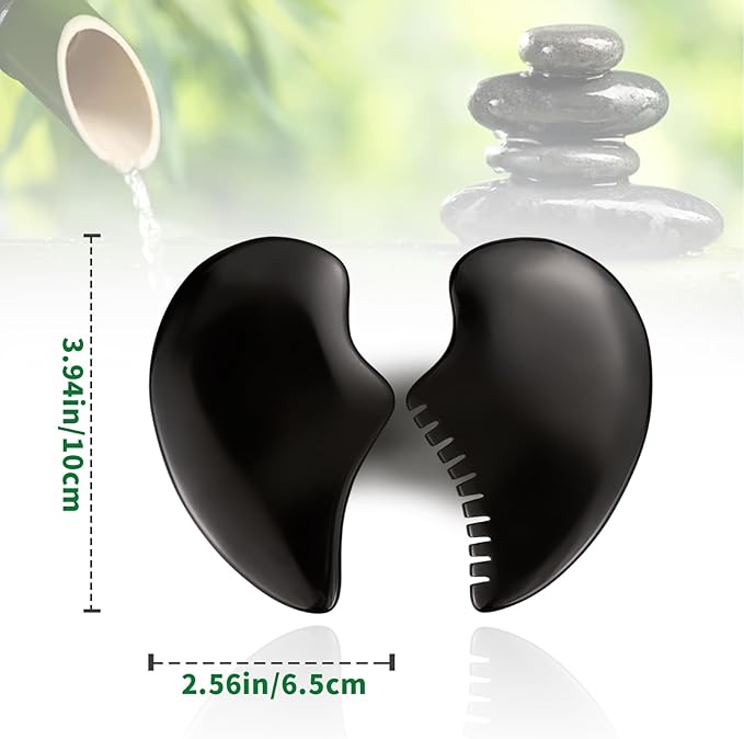 Bian Stone Gua Sha Facial Tools Scraping Massage Face Guasha Board Scraping Plate(Seahorse 2pcs)