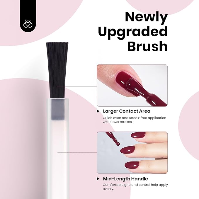 Beetles Burgundy Red Gel Nail Polish – Hema-Free Fall Plum Wine Red Colors Soak Off UV Gel Polish for Manicure Salon Color Bottle 0.51 Fl Oz