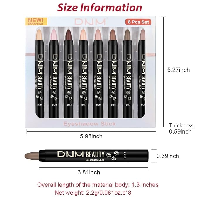 8Pcs Cream Eye Shadow Sticks Makeup for Women, Matte Shimmer Eyeliner Pencil Eyeshadow Brightener Stick for Eyes, Waterproof Eyeshadow Applicator Blendable sombras para ojos Set13#