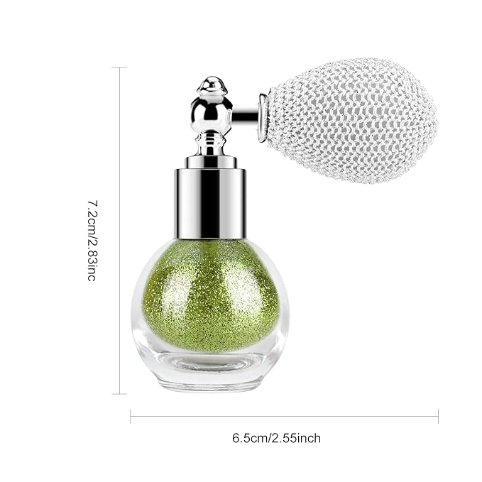 KYDA Highlighter Powder Spray, High Glossy Shimmer Sparkling Powder for Face and Body Glitter Makeup, Body Glitter Spray, Apple Green