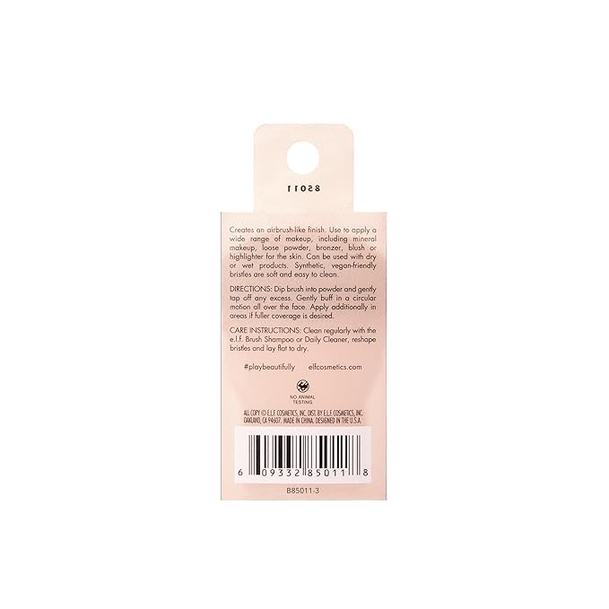 e.l.f. Kabuki Face Brush, Travel-Sized Makeup Brush For Precise & Controlled Application On-The-Go, Vegan & Cruelty-Free