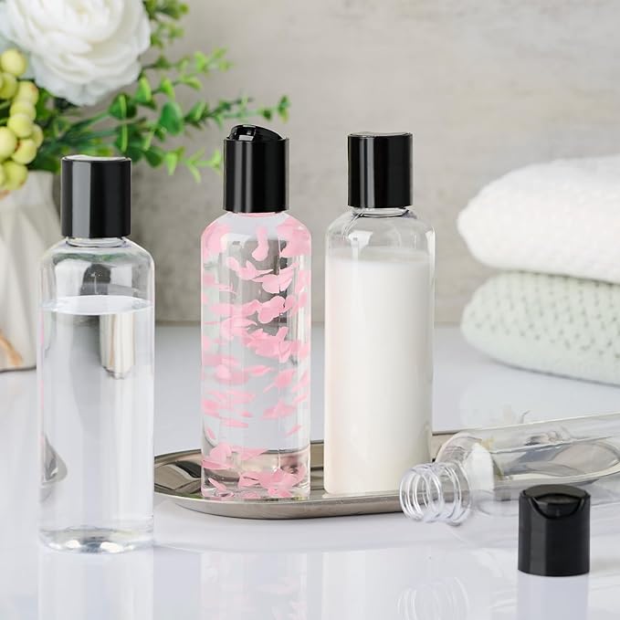 TUZAZO 10 Pack 3.4 oz Clear Travel Bottles for Toiletries TSA Approved Leakproof Travel Size Containers Empty Small Plastic Shampoo Lotion Bottles with Labels