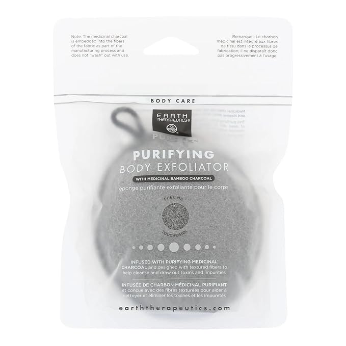 Earth Therapeutics Purifying Body Exfoliator Sponge - Black with Charcoal