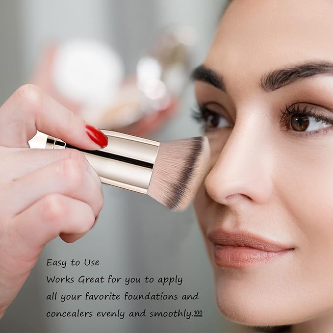 Makeup Brushes Dpolla Pro Foundation Brush and Flawless Concealer Brush Perfect for Any Look Premium Luxe Hair Contour Brush Perfect for Blending Liquid,Buffing,Cream,Sculpting,Mineral Makeup(White)