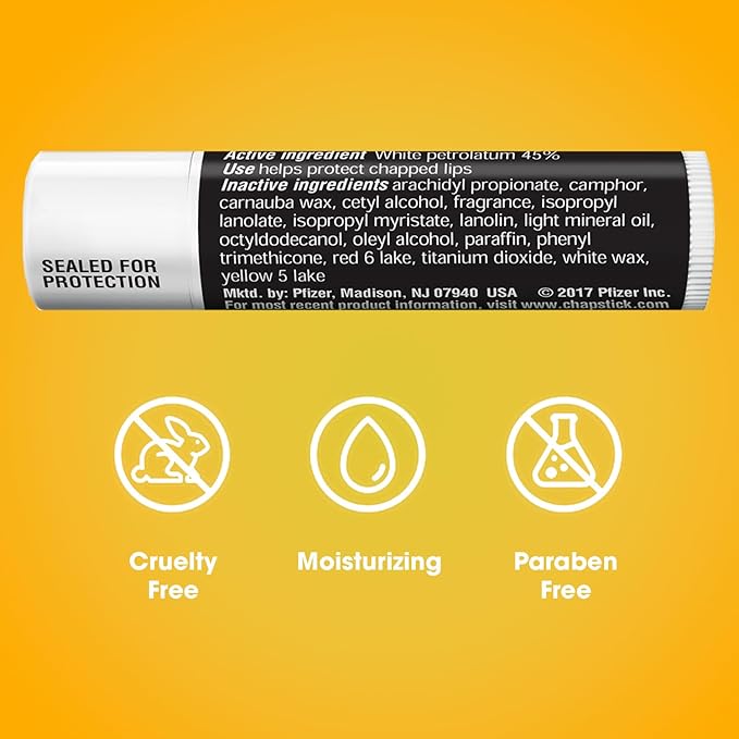 ChapStick Bulk Lip Balm, Classic Original 12-Count – Lip Moisturizer for Dry Lips, 0.15 Oz Ea