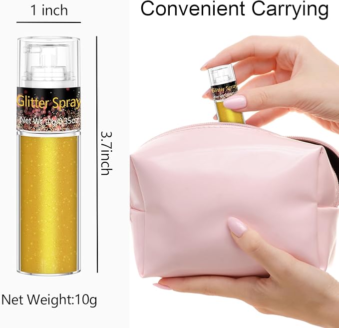 Hair and Body Glitter Spray, 1PC Gold Glitter Hairspray Dry Powder Makeup for Clothes, Festival Rave Prom Loose Sparkle Powder,Holographic Ultra Fine Resin Glitters for Crafts (Gold)