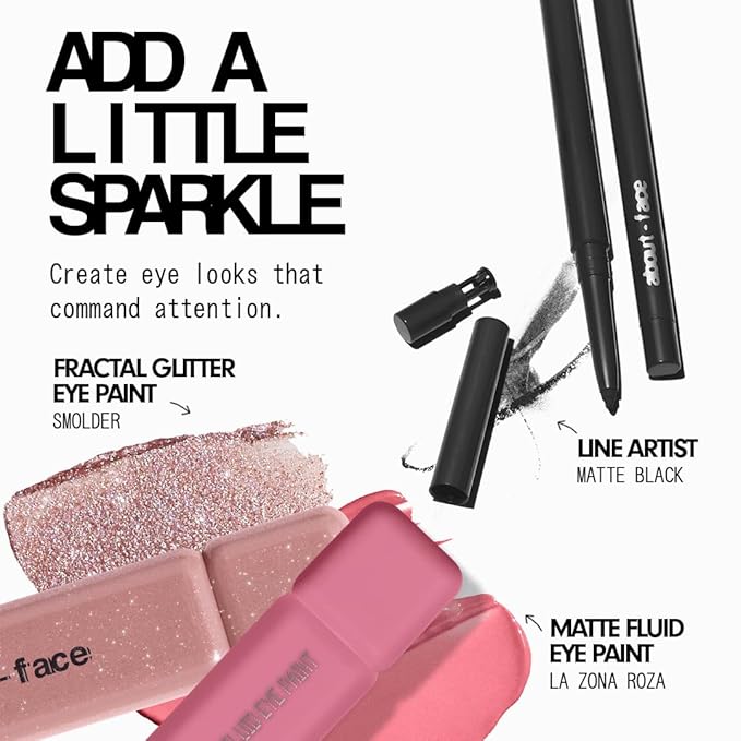 about-face Fractal Glitter Eye Paint Smolder – Smudge-Proof, Long-Lasting Liquid Eyeshadow – Intense Sparkle with Mousse Texture – Vegan, Cruelty-Free – 0.13oz (Shimmering Mauve)