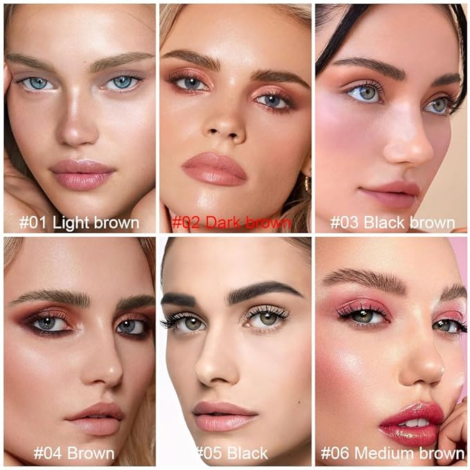 evpct 2Pcs Dark Brown Magic Microblading Dual-Ended Eyebrow Contouring Pen Brow Pencil, with 4 Brush Micro-Fork-Tips Applicator and Precise Brush-Tip, Hair Like Strokes, Dual-ended Eyebrow Brush