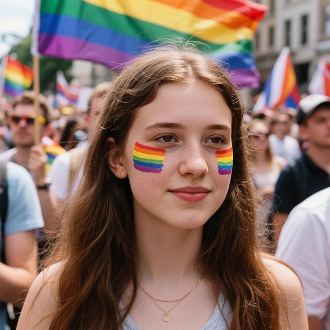 Depvision Rainbow Face Paint 3 pack FOR LGBTQ+ Large Size Pride Face Paint LGBT Pride Flag Color Face Paint Stick Face Paint Makeup Rainbow Body Markers for Events Gay Pride Day Celebrations Party