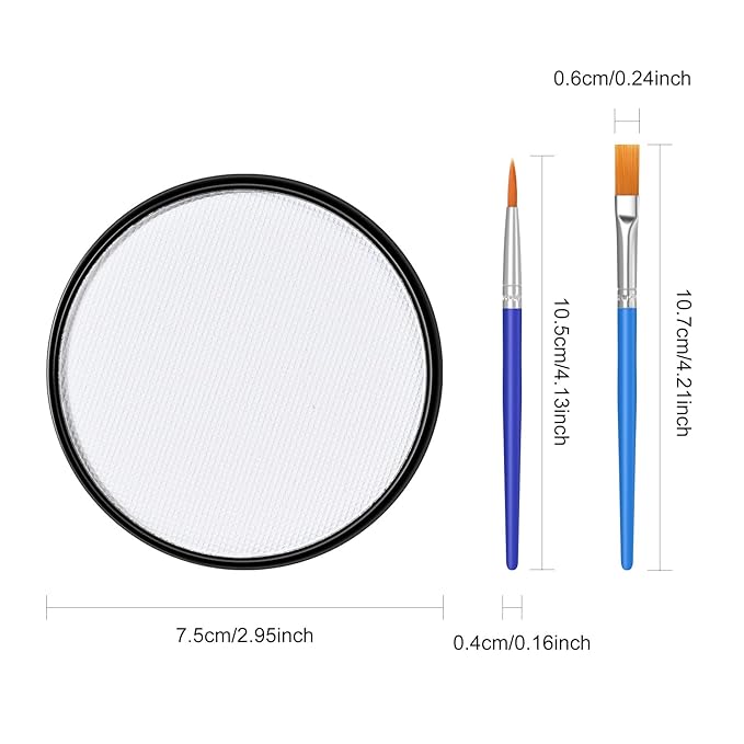 White Face Body Paint Makeup 30G,Professional Stage Screen Halloween,Non Toxic Face Body Paint Makeup for Halloween Costume Theater Dress-Up Zombie Vampire Skeleton Clown Makeup-01