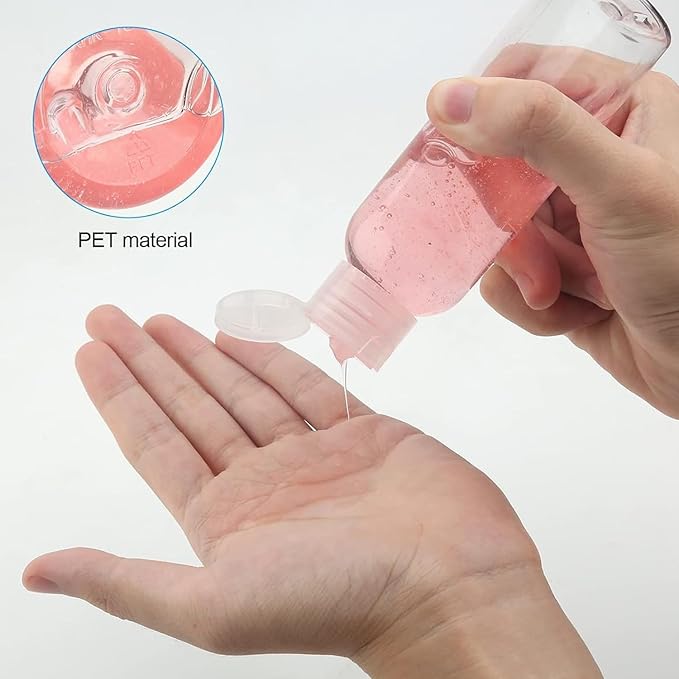 MOUYAT 50 Pack 4oz Clear Plastic Flip Cap Bottles, 120ml Empty Squeeze Travel Bottles, Mini Refillable Flip Cap Travel Size Sample Containers for Lotion, Cream and Toiletries