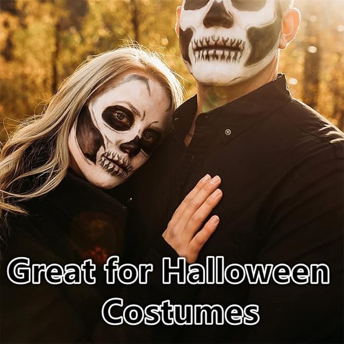 Go Ho Cream-Blendable Black Face Paint Stick (1.06 oz),Full-coverage Face Body Paint for Adult Children Halloween Cosplay Skull Zombie Vampire Skeleton SFX Makeup,Waterproof Eye Black Stick