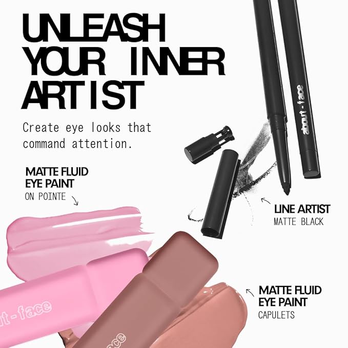 about-face Matte Fluid Eye Paint On Pointe – High-Pigment Liquid Eyeshadow, Long-Lasting, No-Budge Matte Finish, Vegan & Cruelty-Free (Baby Pink)