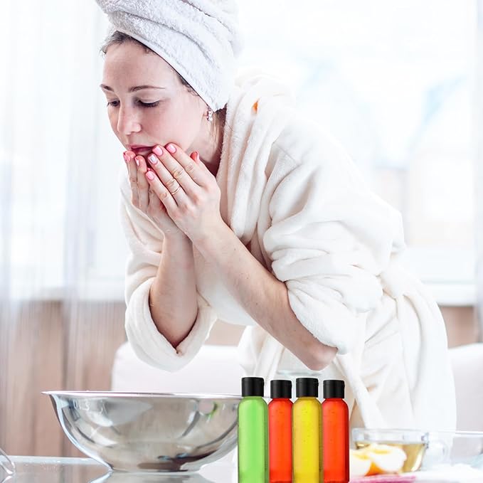 Zhehao 200 Pcs 2 oz Clear Plastic Empty Bottles Small Travel Size Bottles with Flip Cap Empty Transparent Dispenser Container for Liquids Toiletries Shampoo Lotion(Black Cap)