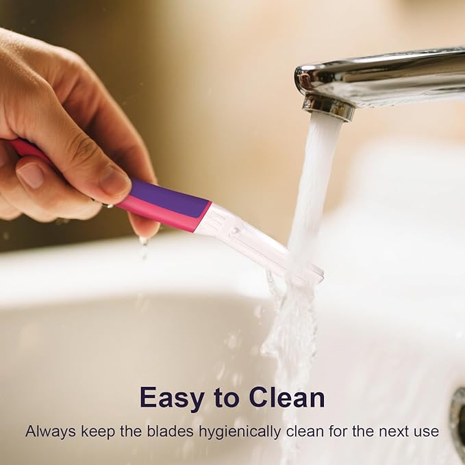 Dermaplane Razor - Facial Razor for Women - Dermaplaning Tool, with 19 Microblades for Face, Peach Fuzz Remover, Remove Facial Hair for Smoother Skin and Perfectly Shape Brows, Fuchsia