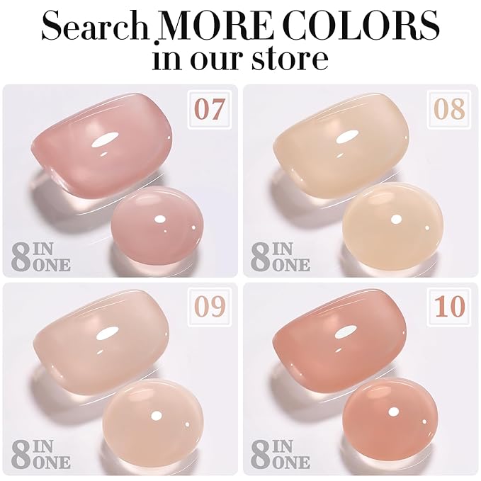 Double Rhythm Clear Gel Nail Polish 15ml Nail Strengthener in a Bottle Nail Extension Hard Gel Soak Off Long Lasting UV Gel (Skin Nude 8 in 1-5)