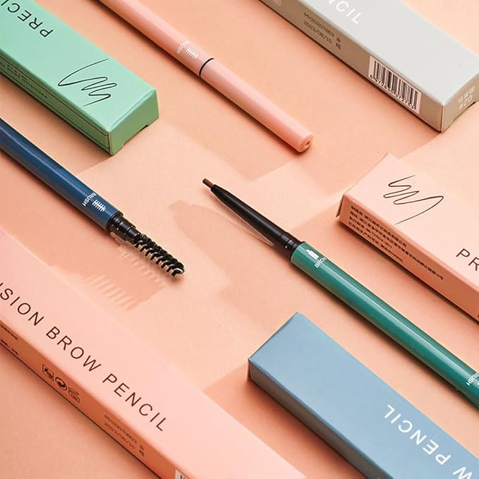 3 Pcs Brown Eyebrow Pencils for Women,with Spoolie Brush,Eyebrow Pencil Soft Textured,Waterproof Sweat-proof for Fills in Sparse Areas and Gaps Create a Natural Eye Brow,Vegan & Cruelty-Free