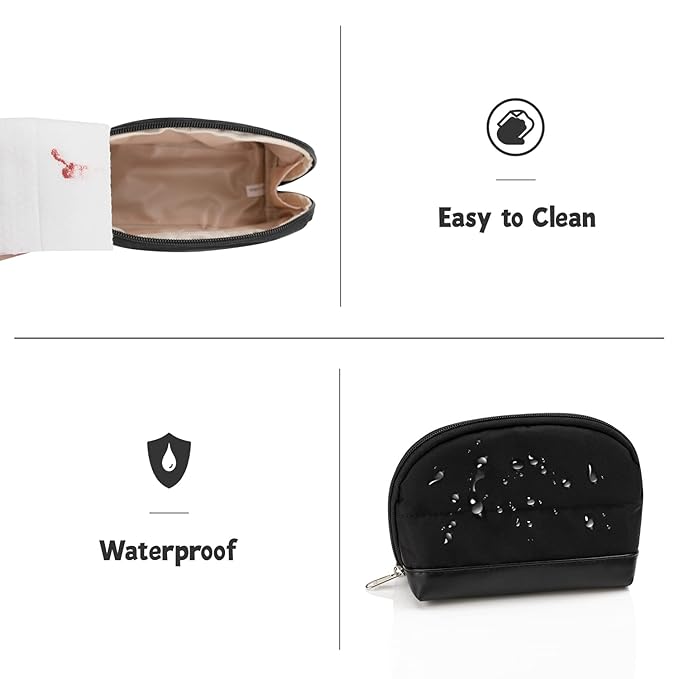 Ethereal Small Makeup bag for Purse, Cute Cosmetic Bag Portable Mini Makeup Pouch for Women Black