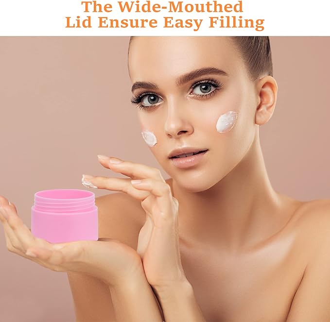 Plastic Containers Akamino White Plastic Lotion Jar with Inner Liners and Dome Lids for Make-up Cosmetic, Creams, Lotions, Refillable Travel Airtight Container Storage (1.25 Oz, 37 ML, 12 PCS, Pink)