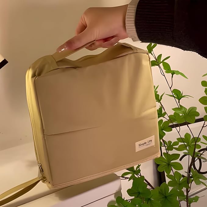 Makeup Bag,Standing Makeup Bag – Portable,Large Capacity Multi-purpose Large Capacity Oxford Cloth Standing Makeupbag Portable, Aterproof,Compartments and Handle (Purple)