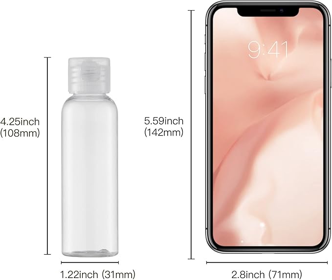 Tekson Travel Bottles Empty 2oz (10 PCS), Plastic Travel Size Cosmetic Container, TSA Amber Squeeze Bottle for Shampoo, Conditioner (Flip Cap)