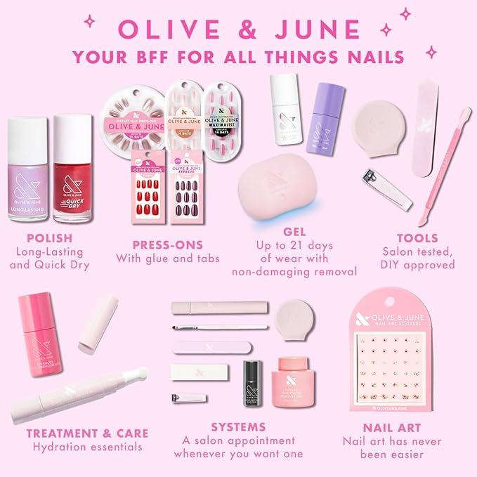 Olive & June Long Lasting Nail Polish | Plump Gel-Like Finish No Lamp Needed Lasts up to 10 days | Salon-Quality Color at Home | 15-Free, Vegan & Cruelty-Free Chip-Resistant Shine | World Lit, Mauve
