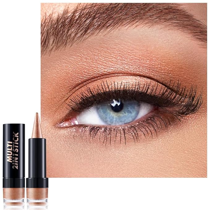 AMY'S DIARY Golden Sand Eye shadow & Eyeliner Stick 2-in-1, Cream Eyeshadow Pencil + Gel Eyeliner | Waterproof, Smudge-Proof Eye Makeup Crayon for woman, Face & Lip | Twist-Up Eye Shadow Pen