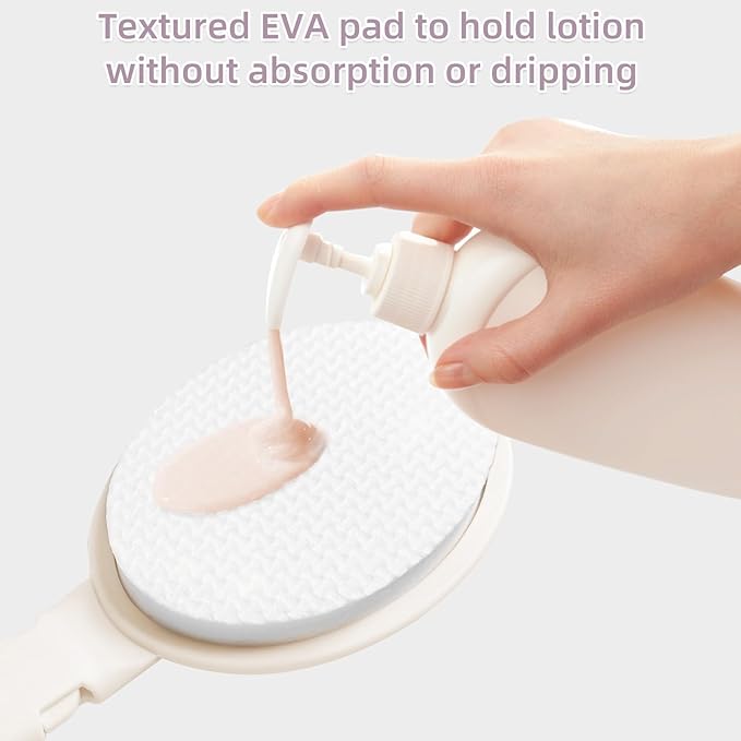 Loofah Sponge with Handle,Back Scrubber Brush for Shower, Lotion Applicator for Back,3 in 1 Shower Kit (Purple loofah)