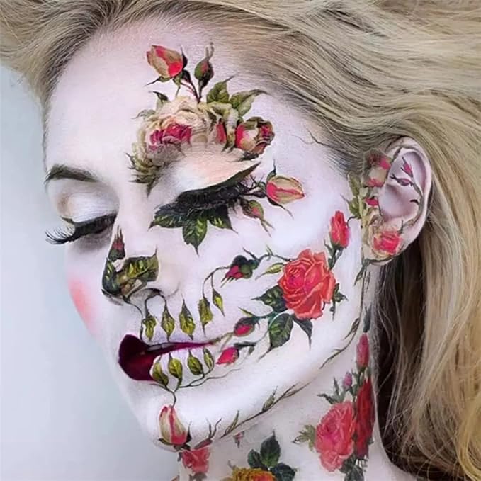 Go Ho White Black Red Face Body Paint Washable(7 oz) for Clown Makeup,Cream Water Based White Black Vampire Skeleton Clown Body Paint for Halloween Costumes Cosplay SFX Makeup