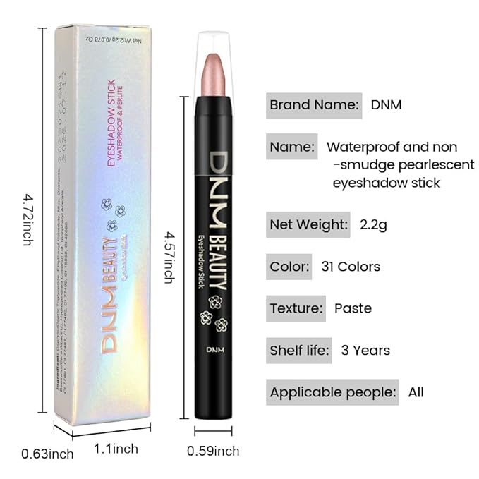 Kaely Cream Eye Shadow Sticks, Rose Gold Shimmer Eyeliner Pencil Eyeshadow Palette Makeup, Eye Highlighter Brightener Stick for Older Women Waterproof Pigmented, sombras para ojos, New-83