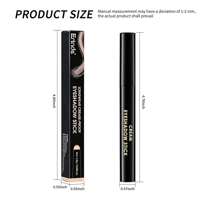 Erinde Waterproof Eyeshadow Stick, Cream Eye Shadow Stick, Long-Lasting, Crease-Proof, Cream to Powder Buildable & Blendable Eye Shadow Pencils Crayon, Vegan & Cruelty-Free, 11 Nude Beige