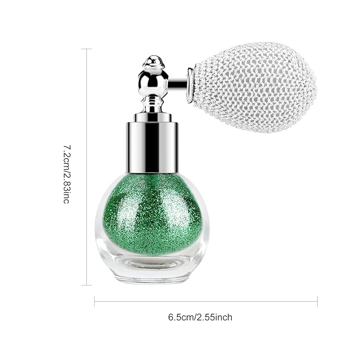 KYDA Highlighter Powder Spray, High Glossy Shimmer Sparkling Powder for Face and Body Glitter Makeup, Body Glitter Spray, Green