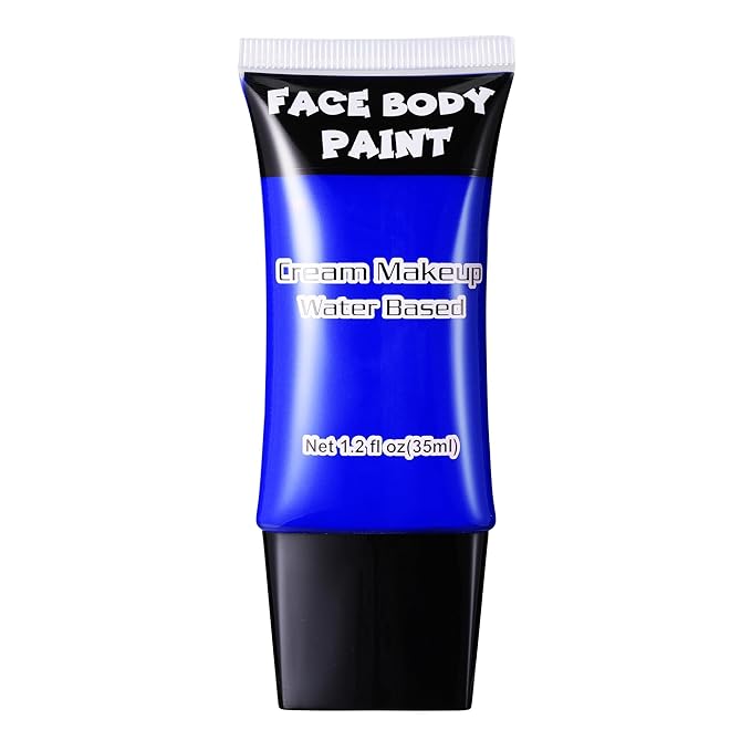 Dark Blue Face Paint, Water Based Full Body Paint Halloween Makeup,Cream Face Paint & Body Paint For Adults Smurf Mystique Cosplay Avatar Halloween Makeup 1.2 fl oz (35ml)