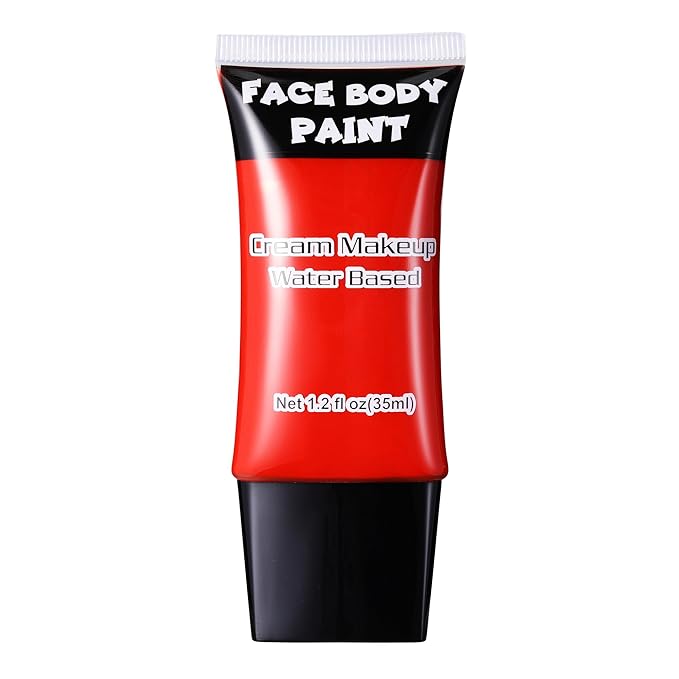 Red Face Paint, Water Based Full Body Paint Halloween Makeup,Cream Face Paint & Body Paint For Adults Clown Joker Demon Devil Vampire Spiderman Halloween Makeup 1.2 fl oz (35ml)