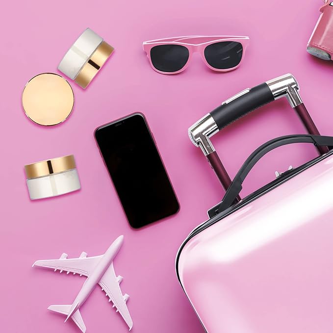 SATINIOR 100 Pcs Plastic Jars with Lids Small Containers Lids Wide Mouth Small Plastic Containers for Lotion Cream Rhinestones Body Butters Travel Storage(1 oz,Gold)