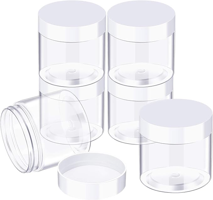 SATINIOR 36 Pieces 3 oz Plastic Jars with Lids Wide Mouth Airtight Reusable Container Acrylic Cosmetic Small Jars for Lotions Ointments Travel Toiletries Creams Make up Storage(Clear)