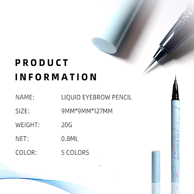 Ultra-fine Eyebrow Pen - Waterproof Lift & Snatch Liquid Eyebrow Pen, 5 Colors - Dark Brown, Long Lasting Smooth Soft Eye Brow Tint