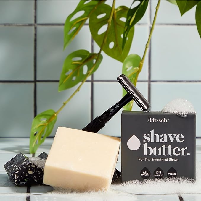 Kitsch Shaving Soap for Men - Hydrating Shave Butter & Shave Soap Bar - Nourishing Bar Soap for Smooth, Irritation-Free Shave – Paraben, Silicone & Sulfate-Free - Vegan, Made in USA - 4 oz